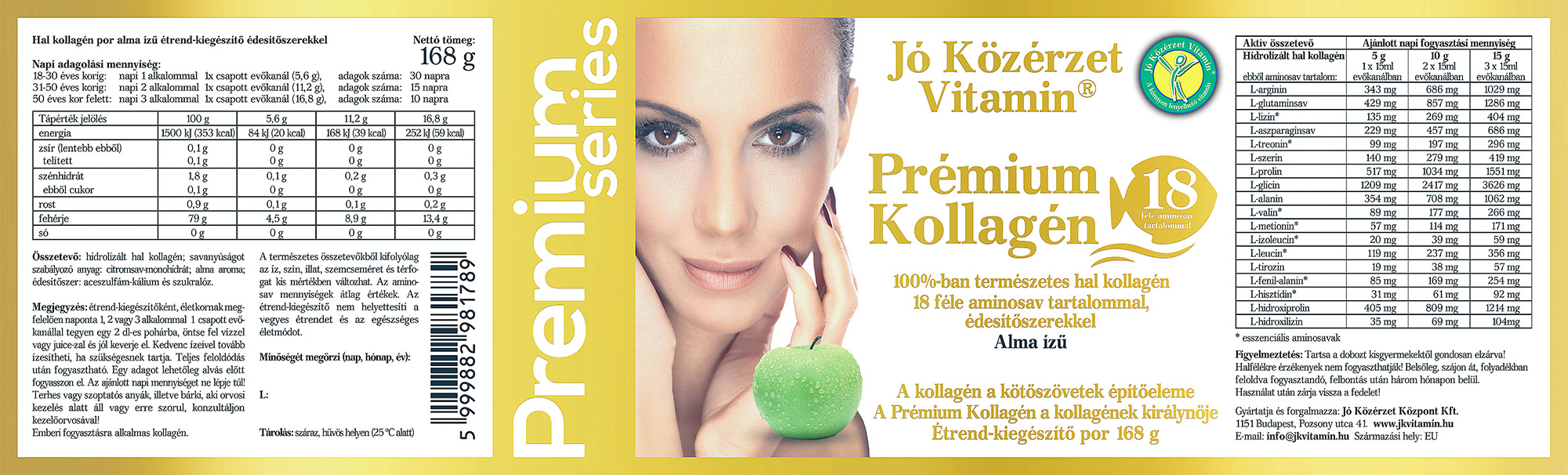 Premium Series Prémium Kollagén Alma ízű címke