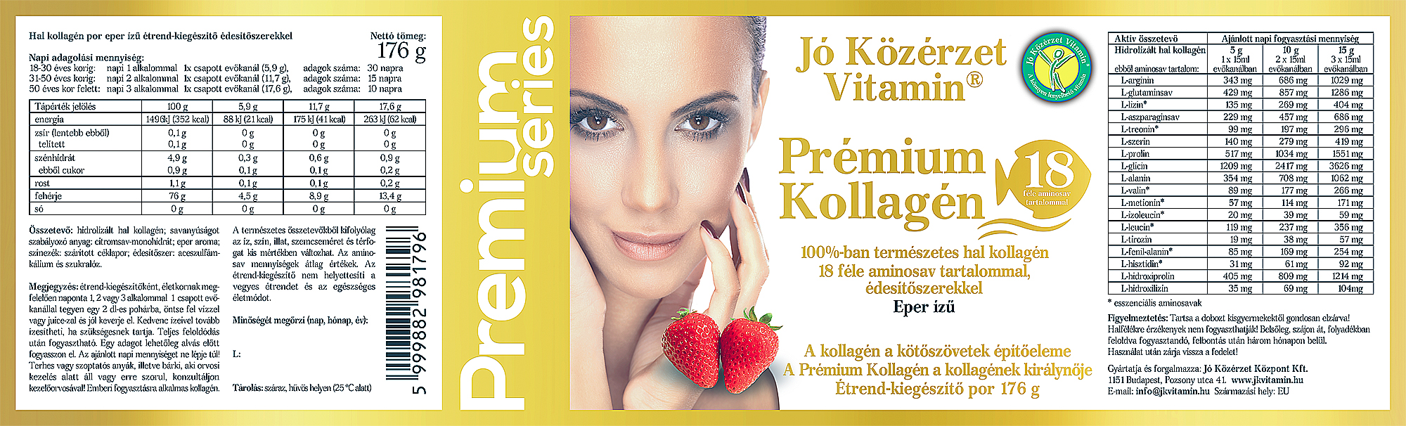 Premium Series PrémiumKollagén Eper ízű címke