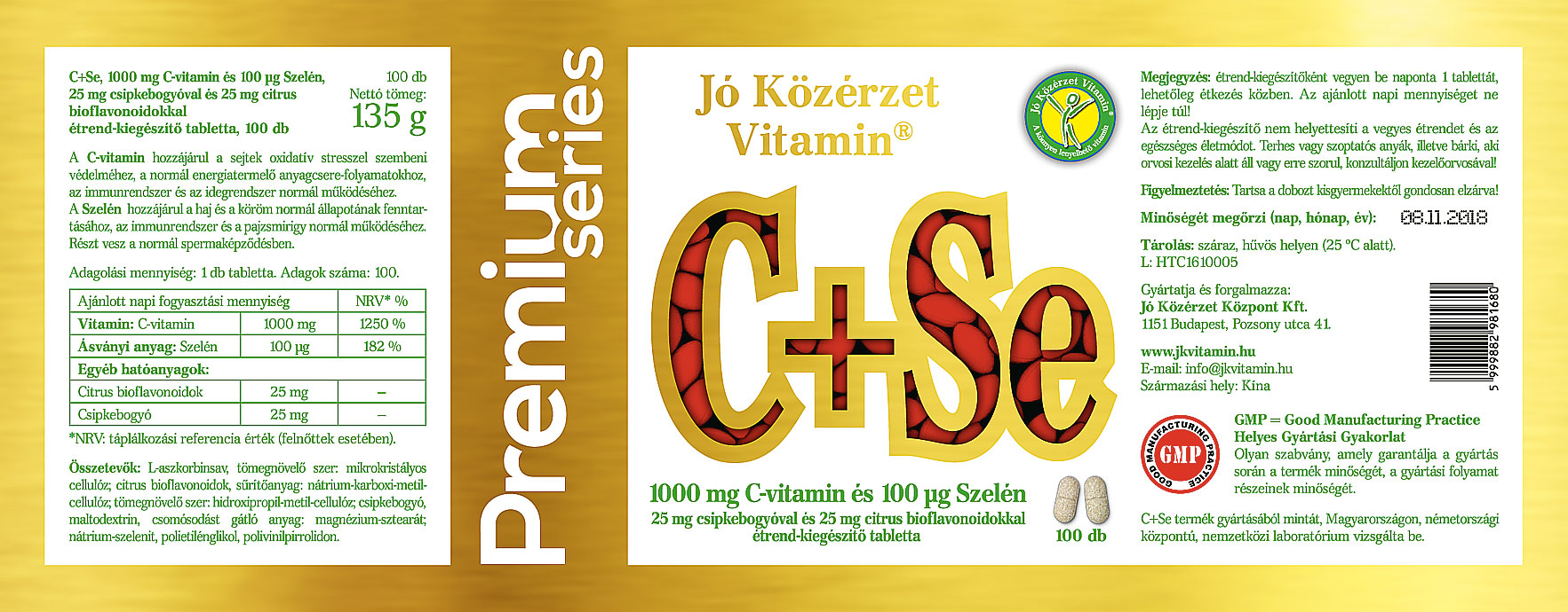 Jó Közérzet C-vitamin + Szelén Csipkebogyóval és Citrus Bioflavonoiddal cimke