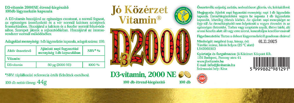 Jó Közérzet Vitamin D-vitamin 2000NE cimke